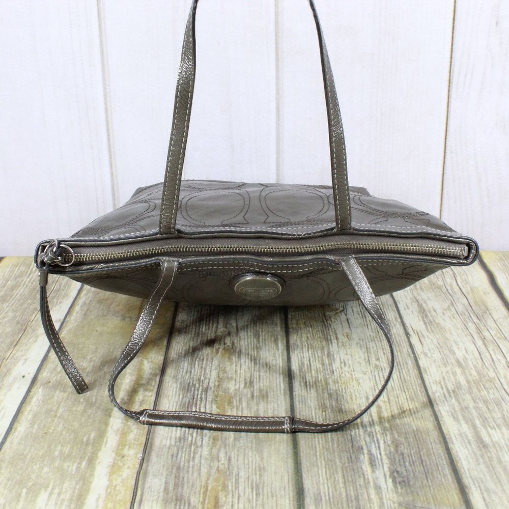 COACH Signature Patent Leather Tote Shoulder Bag - Picture 7 of 12